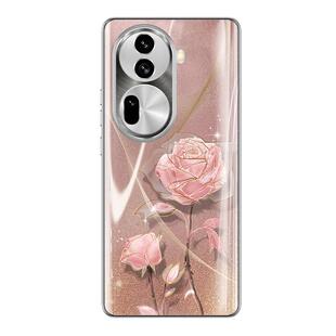 适用opporeno11手机壳reno11pro系列新款女高级感曲面屏oppo全包防摔玫瑰0pp0不顶膜por外壳op的保护套带挂绳