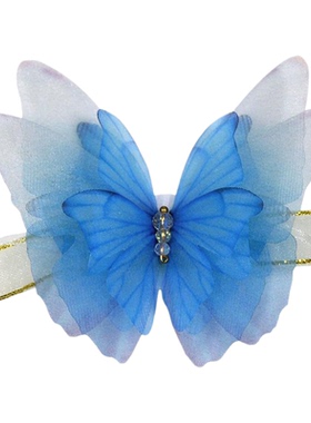 7厘米立体蓝色蝴蝶手带绳森系高级感手链跳舞手腕花舞蹈手饰品