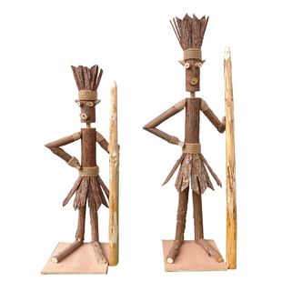 创意摆件部落酋长木头人偶站立式木头人户外露营布场原木装饰道具