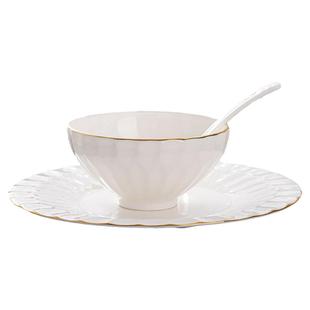 唐山骨瓷金边浮雕品质餐具45%骨粉碗碟盘子鱼盘汤面碗陶瓷碗单个