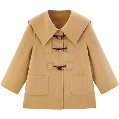 【商场同款】乐町冬季纯羊毛双面呢牛角扣大衣C1AAE4204