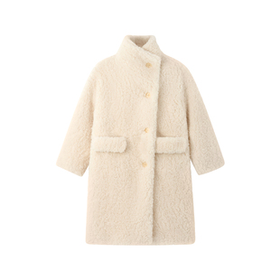 OPCP儿童皮草外套2025秋冬新款女童仿羊羔毛小女孩毛毛大衣中长款