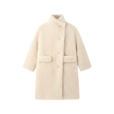 OPCP儿童仿皮草外套秋冬新款女童仿羊羔毛小女孩毛毛大衣中长款