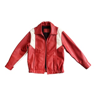 高级痞帅风机车皮夹克90年代小牛皮真皮皮衣港风翻领阔版外套男女