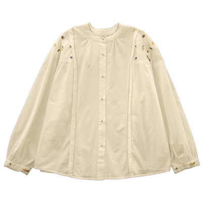 刺绣圆领衬衫女秋季新款设计感