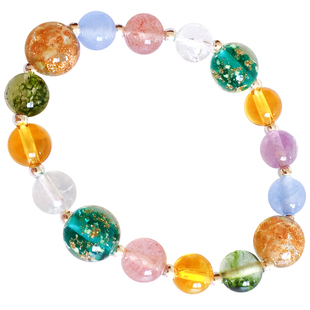 清新五彩女童女生手链夏绿色夜光琉璃多宝草莓晶纯银水晶闺蜜手串