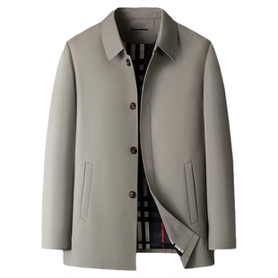 大码男装夹克2025新款秋冬季中年爸爸装宽松行政商务翻领风衣外套