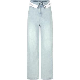 HERLIAN 翻边牛仔裤女原创设计感直筒阔腿裤