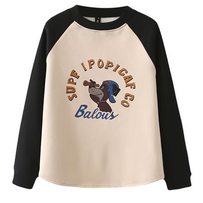 大码德绒插肩长袖卫衣女2024秋冬新款胖mm宽松立领内搭打底衫上衣