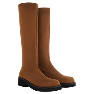 CHARLES&KEITH秋冬女鞋CK1-90580196圆头厚底后拉链弹力高筒长靴