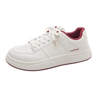 人本红色板鞋女2025春秋新款百搭小众设计轻便低帮休闲运动小白鞋