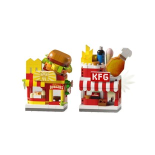 2025新品梦想小店街景建筑系列小吃街积木拼装儿童益智玩具小礼物