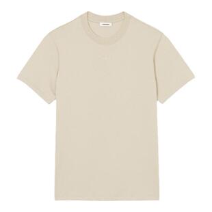 SANDRO春夏男装法式简约时尚纯棉灰绿色字母LOGO圆领针织T恤衫