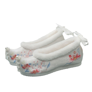 古风鞋子女汉服鞋加绒内增高翘头履绣花鞋百搭配古装学生明制秋冬