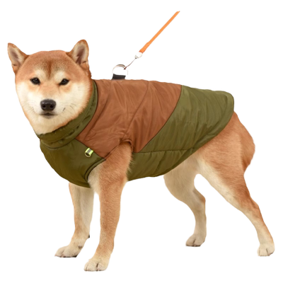 狗衣服复古拼色可牵引保暖棉服