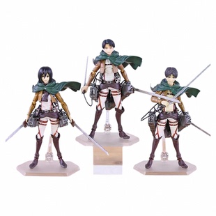 国产进击的巨人figma203三笠 207艾伦 213利威尔兵长可动手办礼物