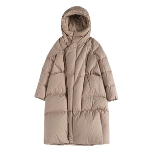 高端品牌羽绒服女2025新款冬季大牌时尚白鸭绒茧型加厚连帽中长款