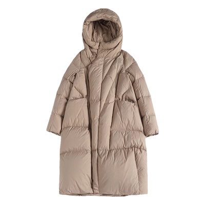 高端品牌羽绒服加厚连帽女中长款
