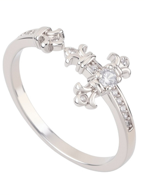 鸢尾花锆石戒指男女个性冷淡风