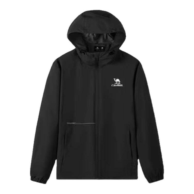 骆驼运动外套女秋季风衣外套连帽户外软壳登山防水防风薄绒夹克男