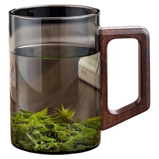 耐热玻璃办公室茶水分离中式茶杯待客玻璃杯杯子个人专用月牙水杯