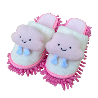 加厚情侣云朵懒人擦地板鞋家居静音鞋可拆洗厨房清洁拖鞋可拆洗冬