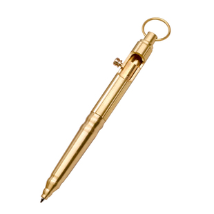 金属圆珠笔 复古加重黄铜笔黑色枪栓铜笔 激光刻字定制logo