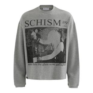 POH 24AW Schism分裂乐队西雅图垃圾摇滚华夫格花灰色boxy长袖T恤