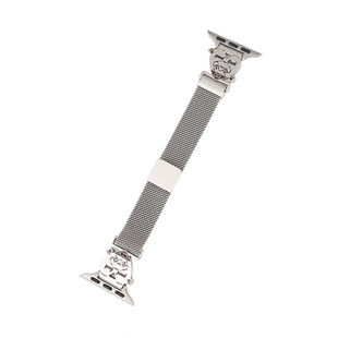 【米兰尼斯】适用于iWatchs11代表带苹果女生新款s9手表磁吸扣applewatch8金属小狗透气Ultra2秋冬爱心铭牌SE