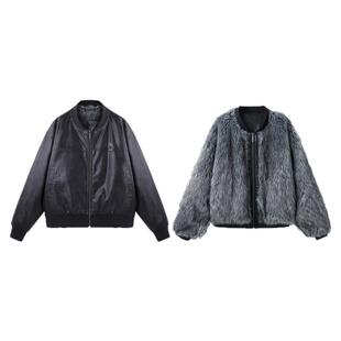 BJHG不计后果座山雕双面穿棉服外套男装冬季棉袄潮牌皮衣夹克女