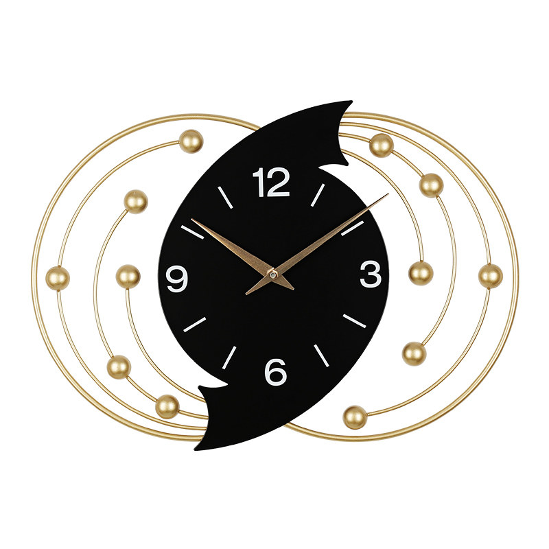 横款挂钟客厅家用立体创意挂墙时钟时尚高级感金属免打孔装饰钟表