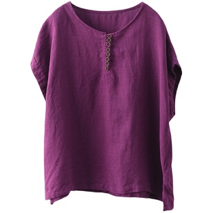 园园美衣复古敦厚亚麻炒色衬衣女重工砂洗套头衫气质宽松衬衫上衣