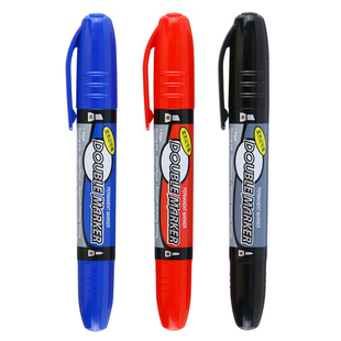 晨光双杰记号笔黑色油性粗细大头笔防水不掉色双头大头粗头不可擦