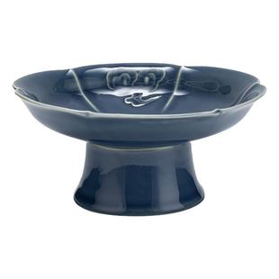 中式家用陶瓷高脚沥水果盘禅意茶点心盘茶几配件高足茶碟供佛果盘