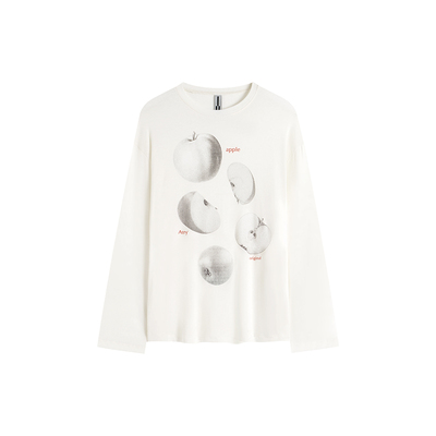 ATRY法国天丝亚麻防晒苹果罩衫长袖新款宽松半透圆领趣味百搭上衣