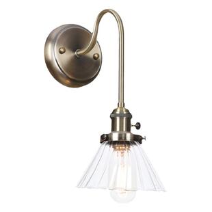 北欧现代简约吧台餐厅灯轻奢玻璃罩单头弯管青古铜卧室床头壁灯