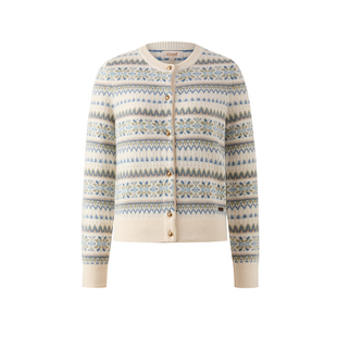 Eland衣恋毛针织衫女复古短款圆领撞色开衫2025冬季新款