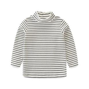 儿童纯棉条纹打底衫男童女童内搭长袖T恤中小5宝宝半高领洋气上衣