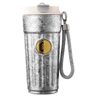 双饮口咖啡杯钛杯纯钛保温杯高颜值男女吸管新款便携车载泡茶水杯