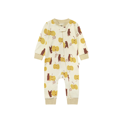 BBQB婴儿连体衣纯棉a类拉链衫透气长爬宝宝衣服四季长袖包屁衣