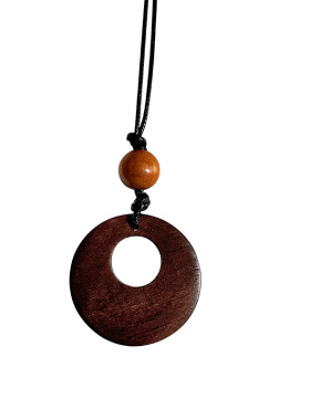 新中式木质爱心吊坠项链