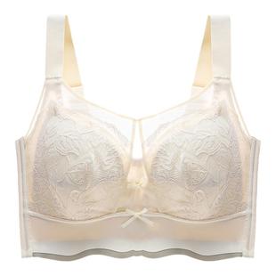 内衣女大胸显小全罩杯束胸防下垂收副乳夏季超薄款透气蕾丝文胸罩