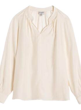 【桑蚕丝】CLUB MONACO 新年限定女士V领长袖衬衫