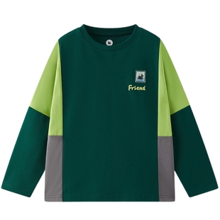 【设计师系列】MQD童装男童长袖T恤2025秋季新款儿童撞色拼接上衣