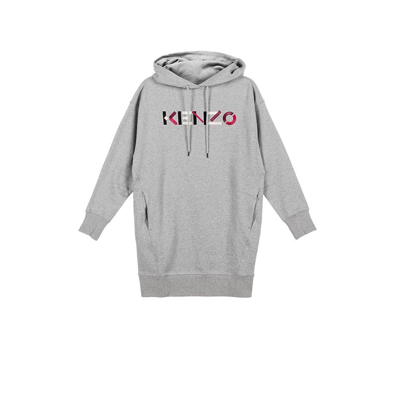 【自营】Kenzo 女士棉质加绒款连帽长袖卫衣裙连衣裙 2RO772 4MO