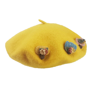 个性手工羊毛贝雷帽小蜜蜂女甜美可爱画家帽秋冬时尚百搭南瓜帽子