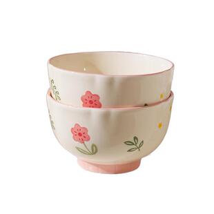 舍里清新小花陶瓷饭碗高颜值米饭碗家用菜盘汤碗好看的碗组合套装