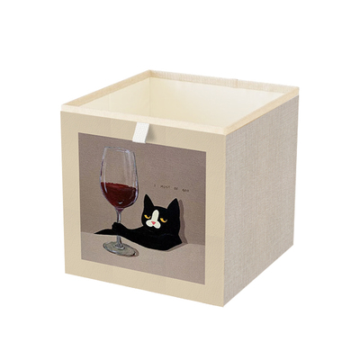 中古风猫咪卡莱克格子柜收纳筐复古收纳整理可折叠储物筐30*30cm