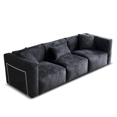 爱依瑞斯布艺黑色复古风小户型客厅大坐深三人位布沙发布朗尼124