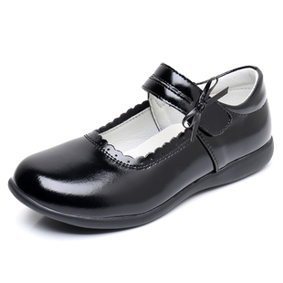 女童黑色皮鞋表演鞋真皮软底儿童单鞋女孩白色礼仪校鞋学生演出鞋